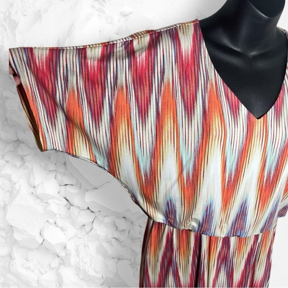 Chico’s NWT Ikat Print Multicolor Short Sleeve Dress Size Medium(Chico’s Size 1) - Picture 5 of 15